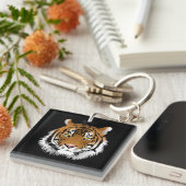 Tiger Face Acrylic Keyring Sleutelhanger (Voorkant Rechts)