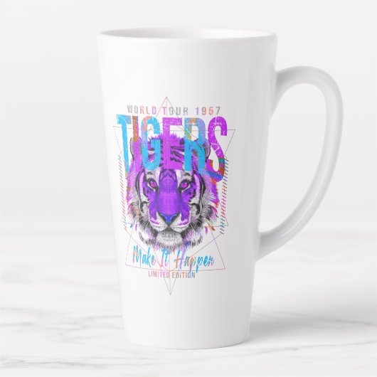 Tiger Face Art Latte Mok (Rechts)