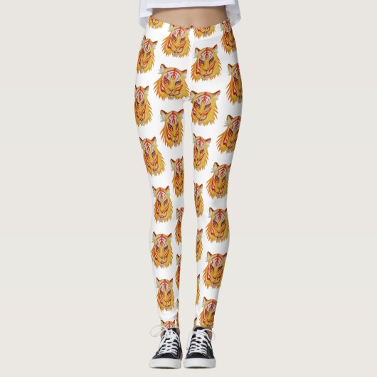 Tiger Face Art Tekening Leggings (Voorkant)