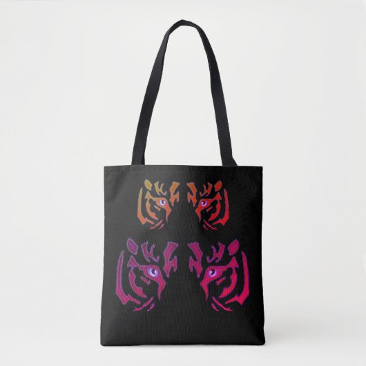 Tiger Face Black Tote Bag (Voorkant)