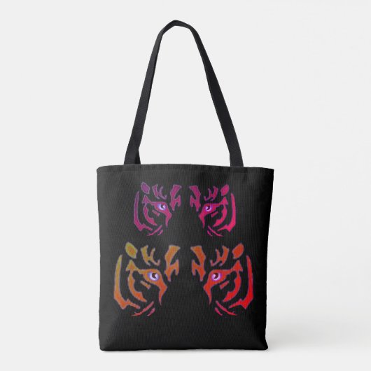 Tiger Face Black Tote Bag (Achterkant)