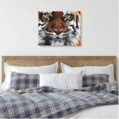 Tiger Face Close Ingepakt Canvas (Insitu (Slaapkamer))