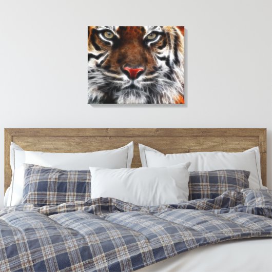 Tiger Face Close Ingepakt Canvas (Insitu (Slaapkamer))