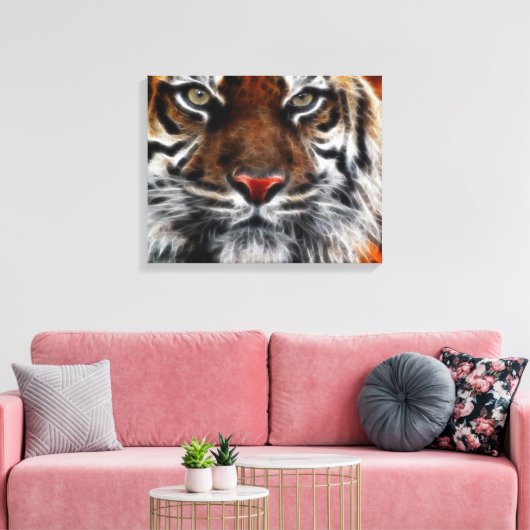 Tiger Face Close Ingepakt Canvas (Insitu (Woonkamer))