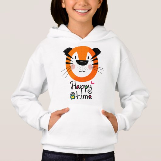 Tiger Face Design Meisje, s Pullover Hoodies (Voorkant)
