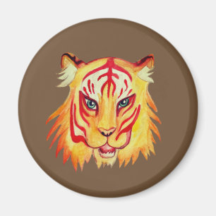 Tiger Face Drawing Standaard, 5,7 cm ronde magneet