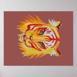 Tiger Face Drawing Value Poster Papier (mat)