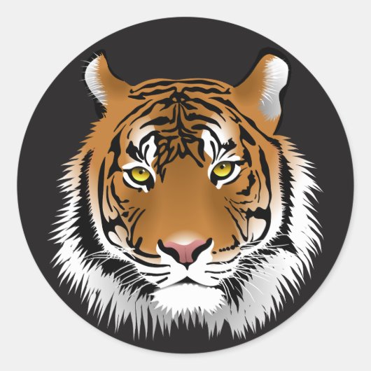 Tiger Face Illustrative Round Glossy Stickers (Voorkant)