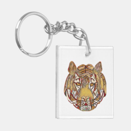 Tiger Face Key Ring Sleutelhanger (Voorkant Links)