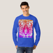 Tiger Face Mannen Modern Long Sleeve Deep Royal Bl T-shirt (Voorkant volledig)