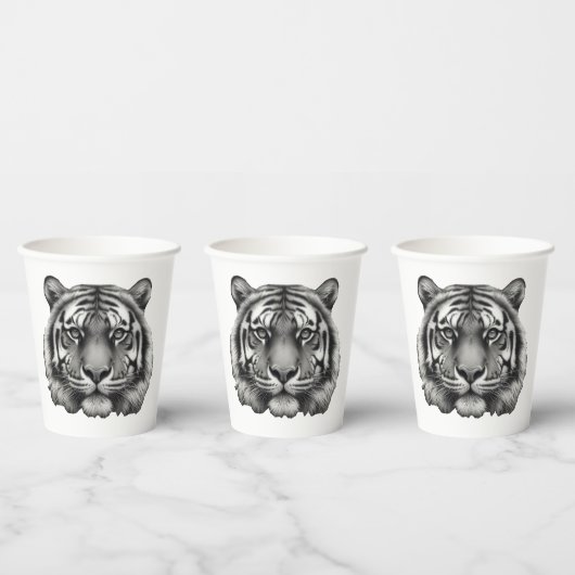 Tiger Face Papieren Bekers (Multi)