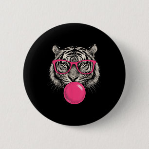 Tiger Face Pink Sungles Wild Animal Oerwoud Funny  Ronde Button 5,7 Cm