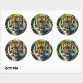 Tiger Face Ronde Sticker (Vel)