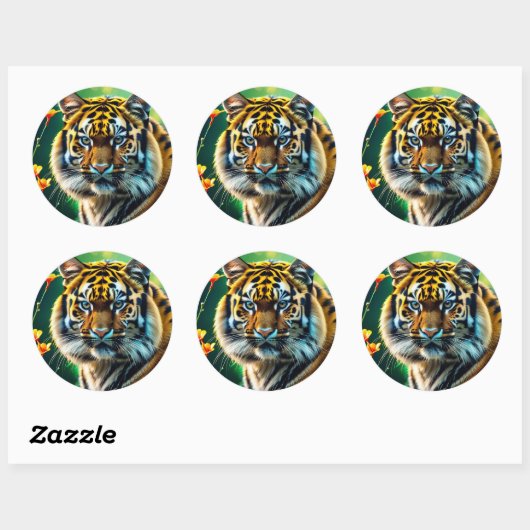 Tiger Face Ronde Sticker (Vel)