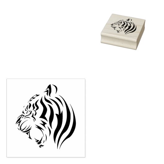 Tiger Face Rubberstempel (Gestempeld)