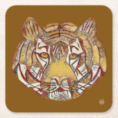 Tiger Face Square Paper Coaster Kartonnen Onderzetters (Voorkant)