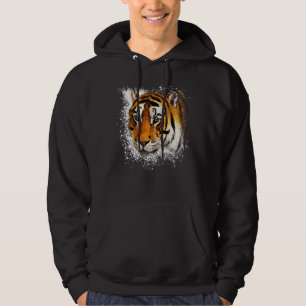 Tiger Face Stylish Paint Retro Gra Hoodie