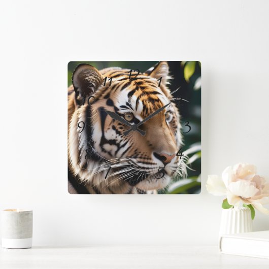 Tiger Face Vierkante Klok (Huis)