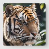 Tiger Face Vierkante Klok (Voorkant)