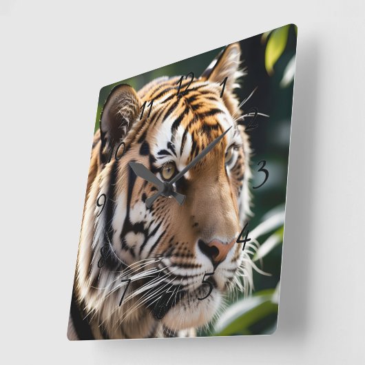 Tiger Face Vierkante Klok (Hoek)