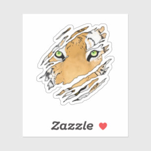 Tiger Face Wildlife Art Sticker