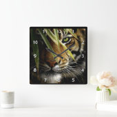 Tiger Face Wildlife Clock Vierkante Klok (Huis)