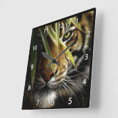 Tiger Face Wildlife Clock Vierkante Klok (Hoek)
