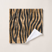 Tiger Faux Fur Textuur zwart-wit en goud Bad Handdoek (Wasdoekje)