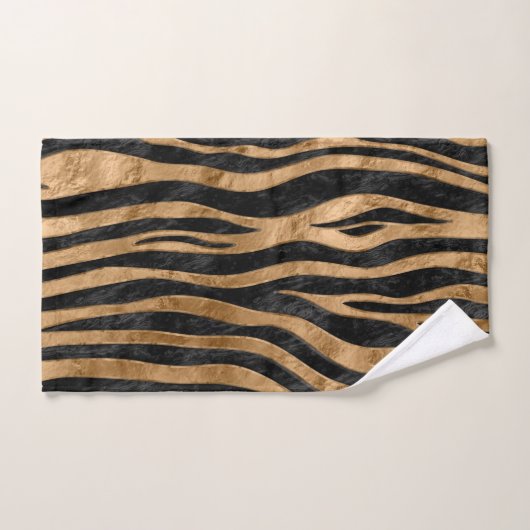 Tiger Faux Fur Textuur zwart-wit en goud Bad Handdoek (Handdoek)