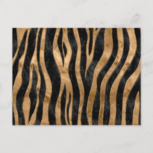 Tiger Faux Fur Textuur zwart-wit en goud Briefkaart