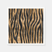 Tiger Faux Fur Textuur zwart-wit en goud Servet (Voorkant)