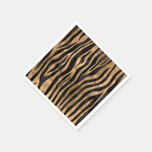 Tiger Faux Fur Textuur zwart-wit en goud Servet (Hoek)