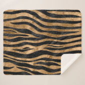 Tiger Faux Fur Textuur zwart-wit en goud Sherpa Deken (Voorkant (horizontaal))