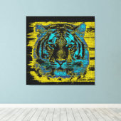 Tiger Fine Art over Burlap Rustic Jute #2 Canvas Afdruk (Insitu (Houten vloer))