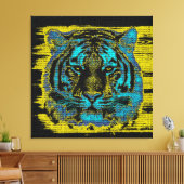 Tiger Fine Art over Burlap Rustic Jute #2 Canvas Afdruk (Insitu (Woonkamer))