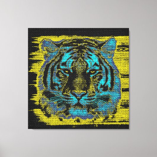 Tiger Fine Art over Burlap Rustic Jute #2 Canvas Afdruk (Voorkant)