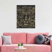 Tiger Fine Art over Burlap Rustic Jute #4 Canvas Afdruk (Insitu (Woonkamer))