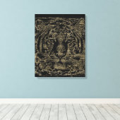 Tiger Fine Art over Burlap Rustic Jute #4 Canvas Afdruk (Insitu (Houten vloer))