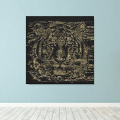 Tiger Fine Art over Burlap Rustic Jute #4 Canvas Afdruk (Insitu (Houten vloer))