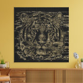 Tiger Fine Art over Burlap Rustic Jute #4 Canvas Afdruk (Insitu (Woonkamer))