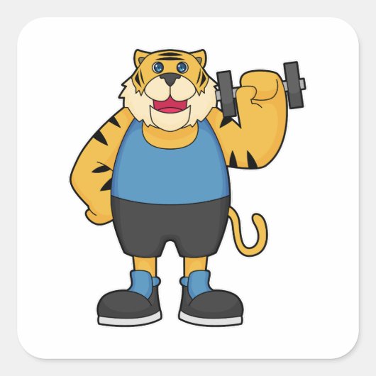 Tiger Fitness Dumbbell Vierkante Sticker (Voorkant)