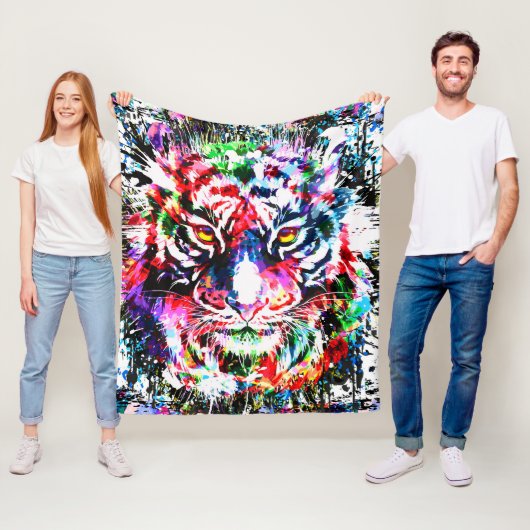 Tiger Fleece Blanket | Kleurrijk | Abstracte kunst (In situ)