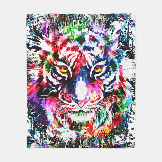 Tiger Fleece Blanket | Kleurrijk | Abstracte kunst (Voorkant)