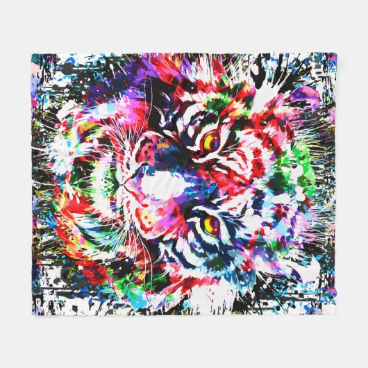 Tiger Fleece Blanket | Kleurrijk | Abstracte kunst (Voorkant (Horizontaal))