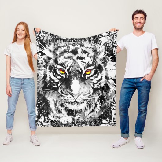 Tiger Fleece Blanket | Kleurrijk | Abstracte kunst Deken (In situ)