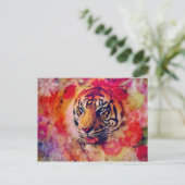 Tiger Floral Digital Art Briefkaart (Staand voorkant)