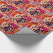 Tiger Floral Digital Art Cadeaupapier (Hoek)