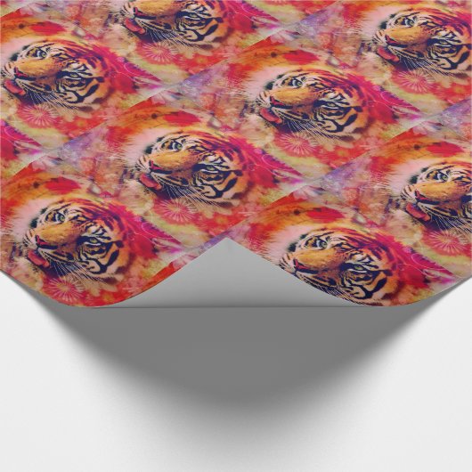 Tiger Floral Digital Art Cadeaupapier (Hoek)
