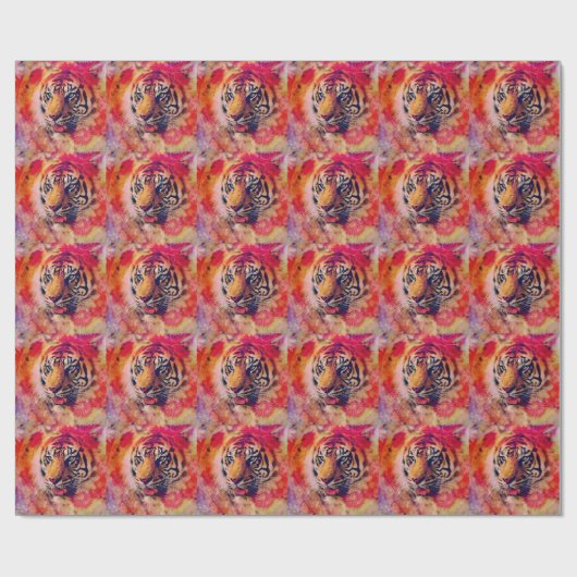 Tiger Floral Digital Art Cadeaupapier (Vlak)