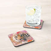 Tiger Floral Splatter Digital Art Onderzetter (Rechterzijde)